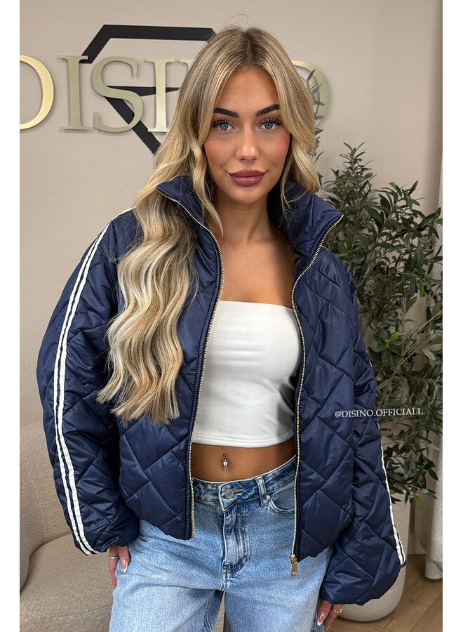 NAVY BLUE - 'MALOU JACKET' - VIRAL STRIPED PUFFER JACKET