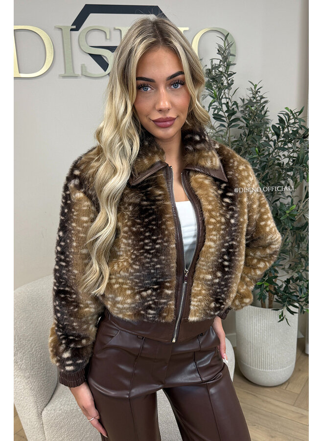 CHOCO - 'BAMBI JACKET' - SOFT FAUX FUR BAMBI PRINT JACKET