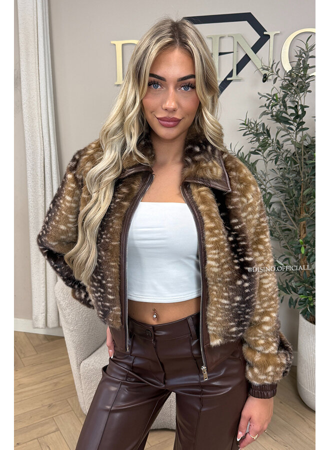 CHOCO - 'BAMBI JACKET' - SOFT FAUX FUR BAMBI PRINT JACKET