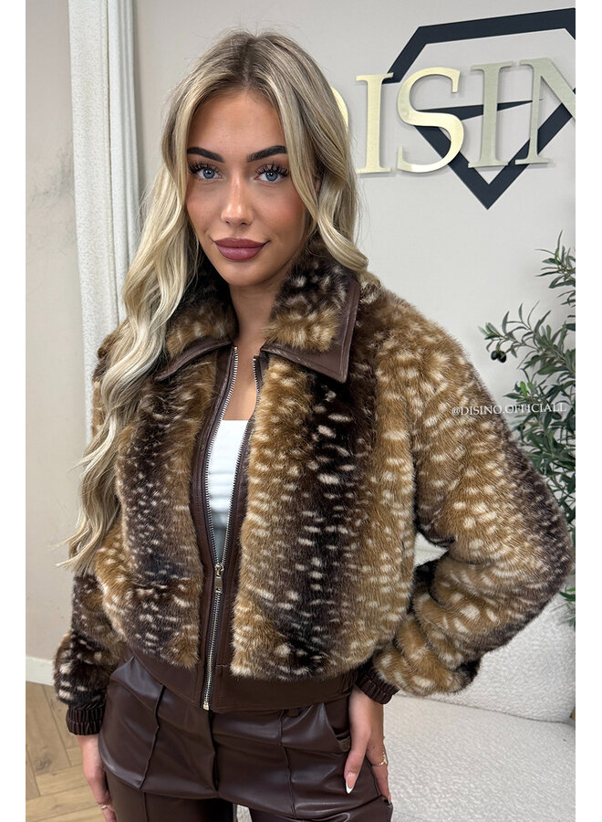 CHOCO - 'BAMBI JACKET' - SOFT FAUX FUR BAMBI PRINT JACKET