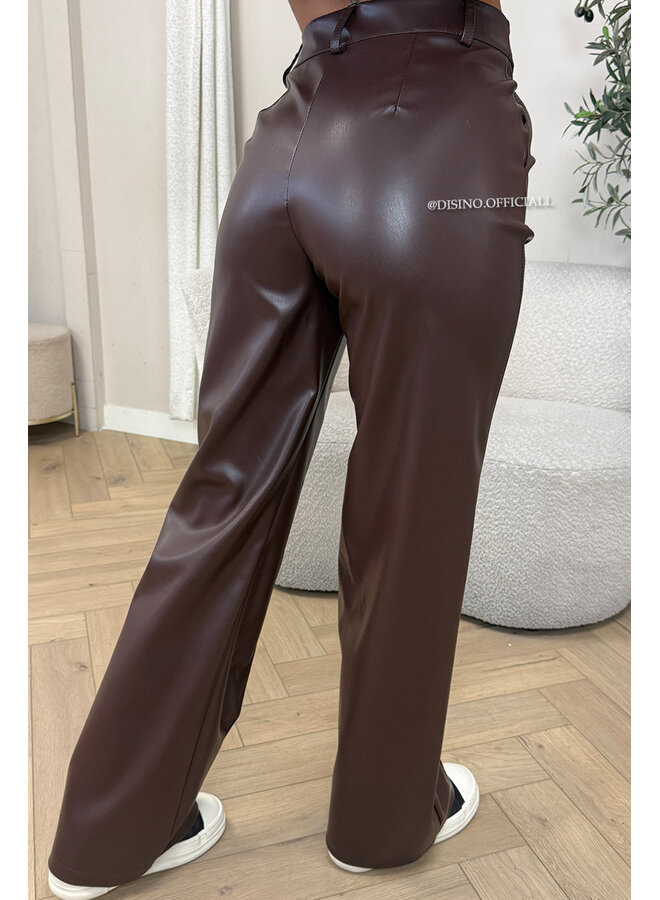 CHOCO - 'SKYLA LEATHER' - HIGH WAIST VEGAN LEATHER STRAIGHT LEG PANTS