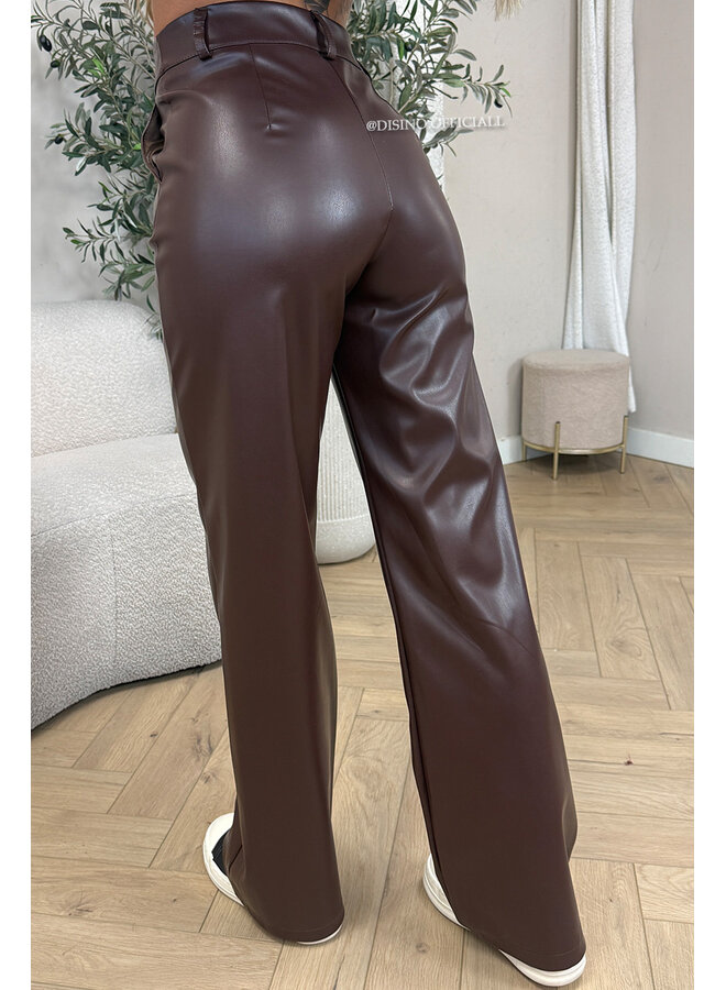 CHOCO - 'SKYLA LEATHER' - HIGH WAIST VEGAN LEATHER STRAIGHT LEG PANTS