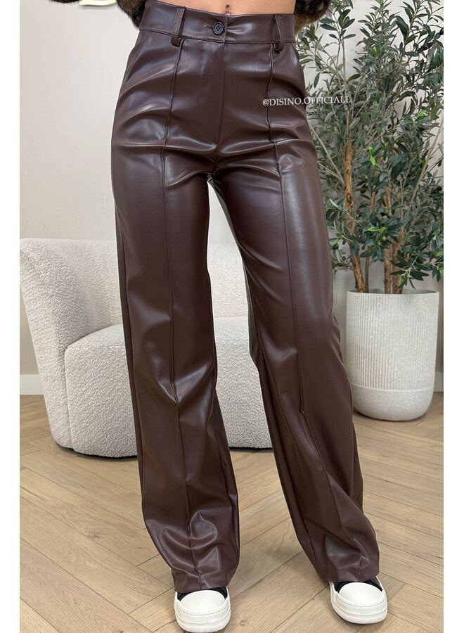 CHOCO - 'SKYLA LEATHER' - HIGH WAIST VEGAN LEATHER STRAIGHT LEG PANTS