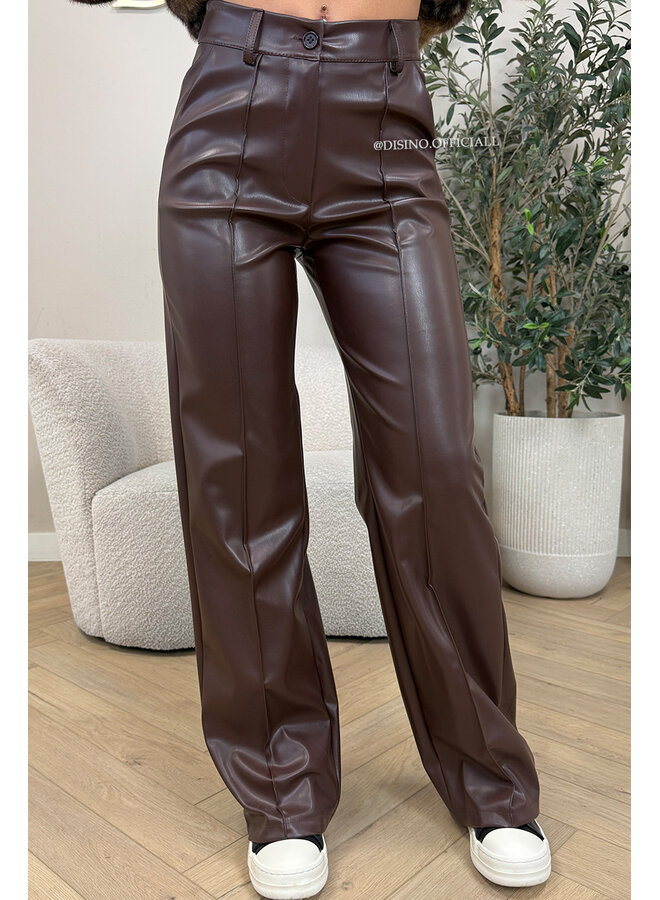 CHOCO - 'SKYLA LEATHER' - HIGH WAIST VEGAN LEATHER STRAIGHT LEG PANTS