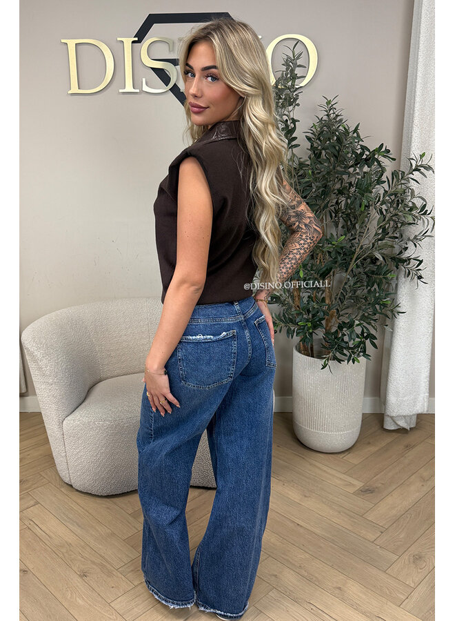 CHOCO - 'DANIELLE TOP' - CROCO LEATHER BOYFRIEND TOP