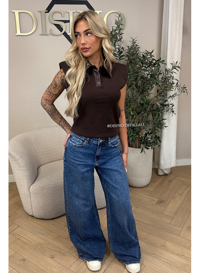 CHOCO - 'DANIELLE TOP' - CROCO LEATHER BOYFRIEND TOP
