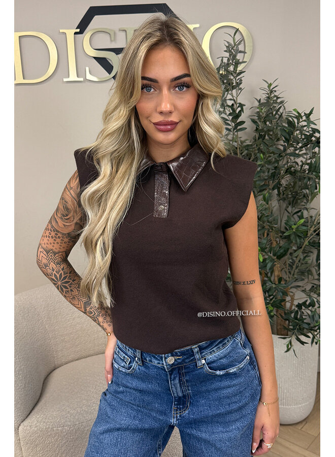 CHOCO - 'DANIELLE TOP' - CROCO LEATHER BOYFRIEND TOP