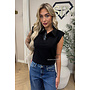 BLACK - 'DANIELLE TOP' - CROCO LEATHER BOYFRIEND TOP