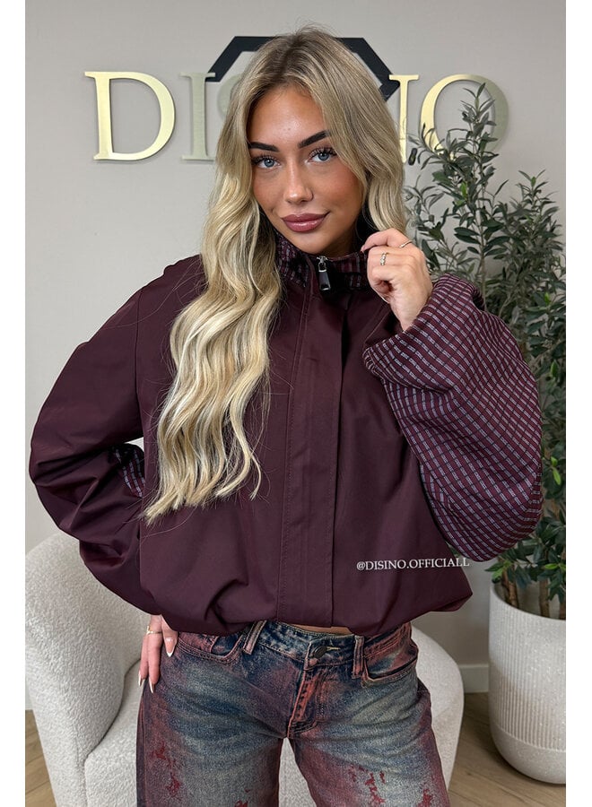 CHERRY - 'NENA BOMBER' - OVERSIZED BOMBER CHECK DETAIL JACKET