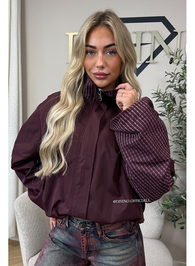 CHERRY - 'NENA BOMBER' - OVERSIZED BOMBER CHECK DETAIL JACKET