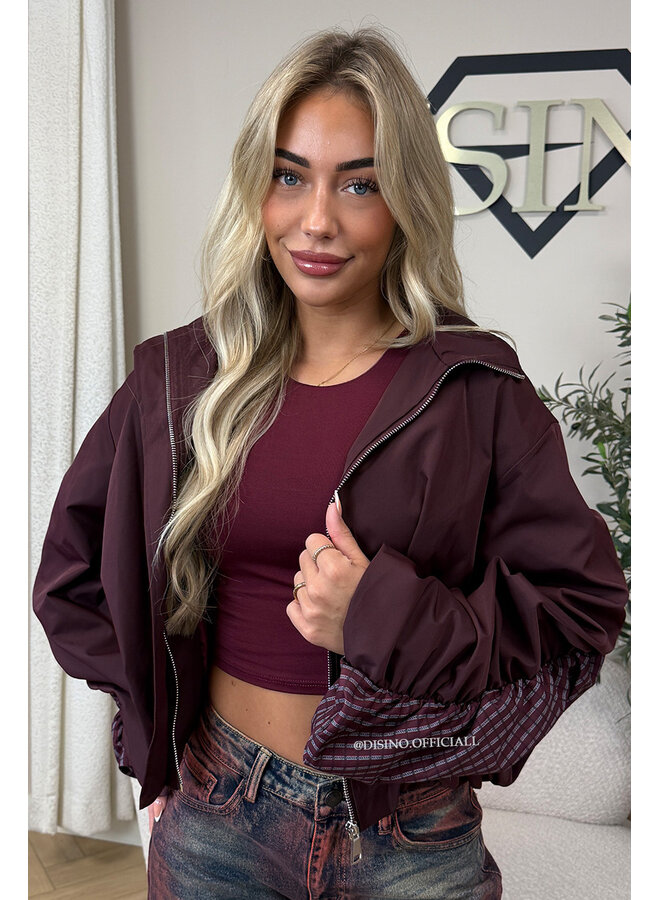 CHERRY - 'NENA BOMBER' - OVERSIZED BOMBER CHECK DETAIL JACKET