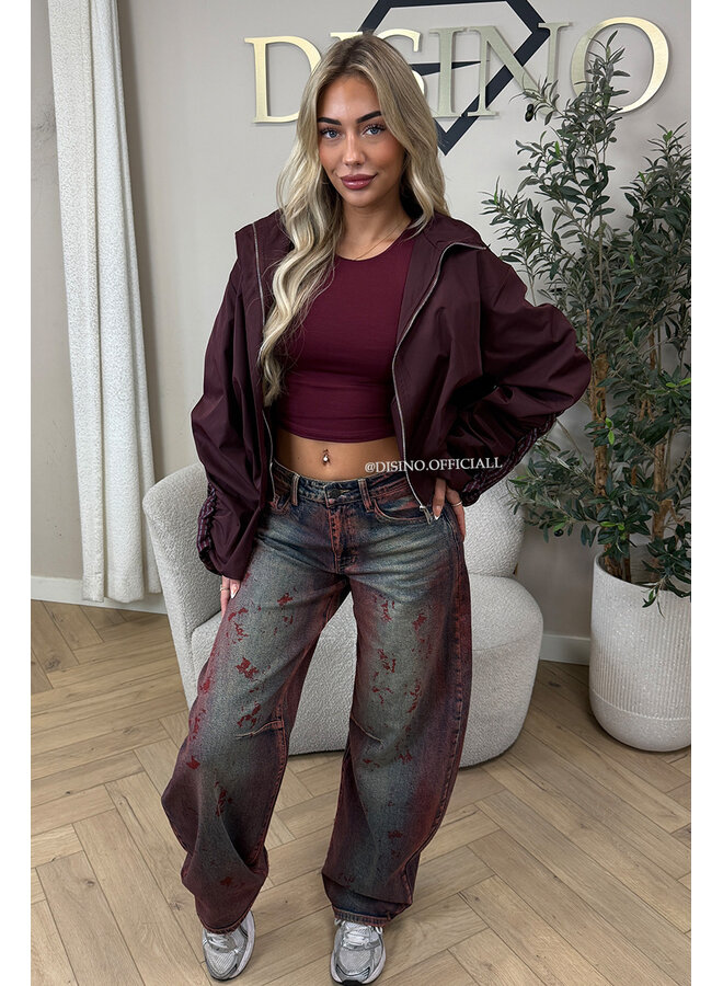 CHERRY - 'NENA BOMBER' - OVERSIZED BOMBER CHECK DETAIL JACKET