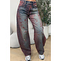 BURGUNDY WASH - 'RAVENNA JEANS' - STRETCH VIRAL BALLOON LEG JEANS