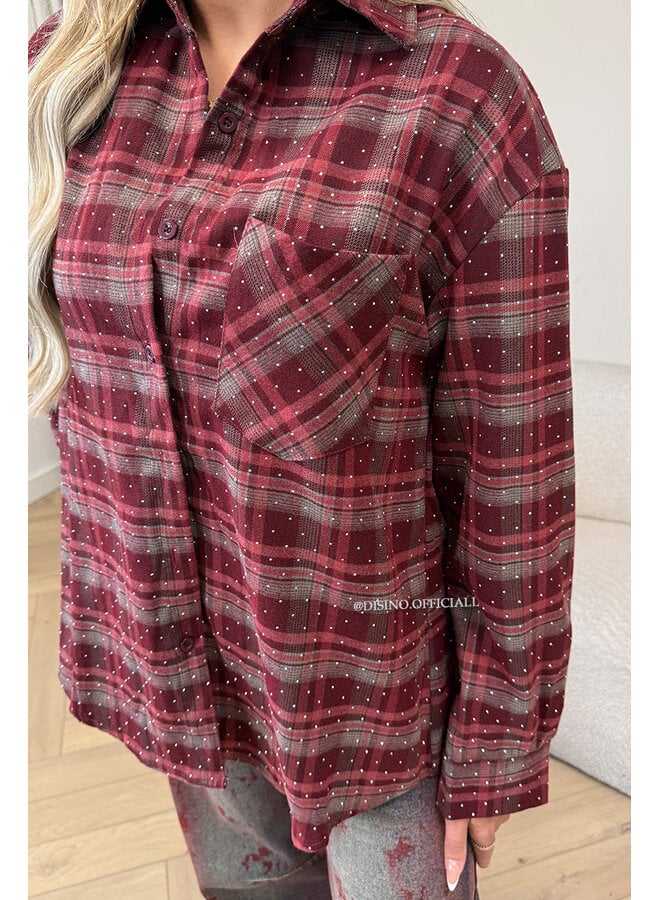 CHERRY - 'MAUREEN BLOUSE' - DIAMONDS ALL OVER OVERSIZED CHECKED BLOUSE