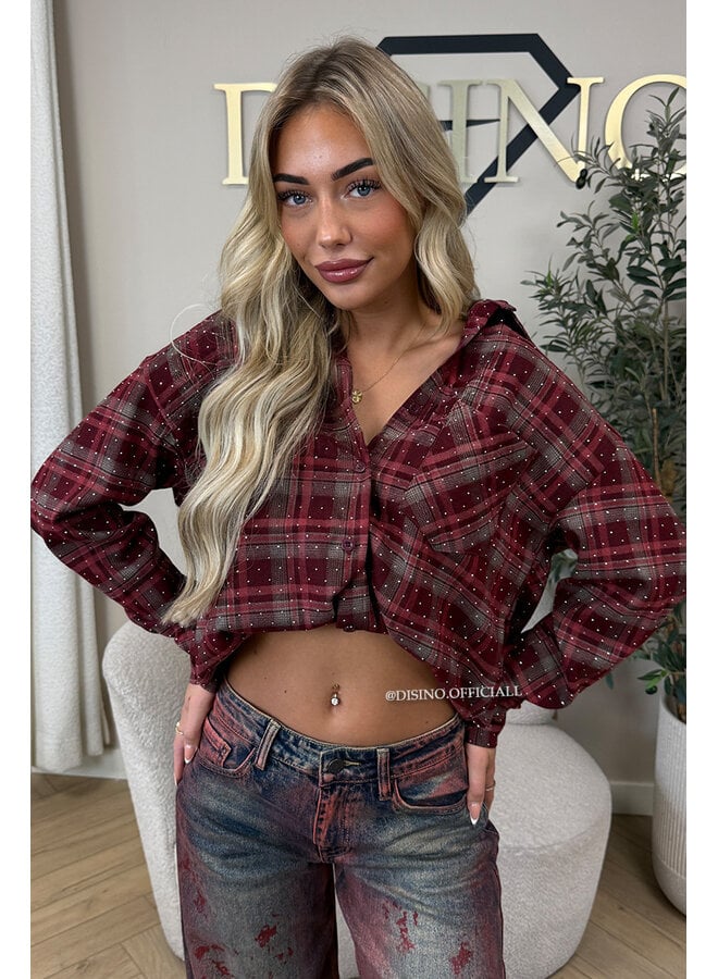 CHERRY - 'MAUREEN BLOUSE' - DIAMONDS ALL OVER OVERSIZED CHECKED BLOUSE