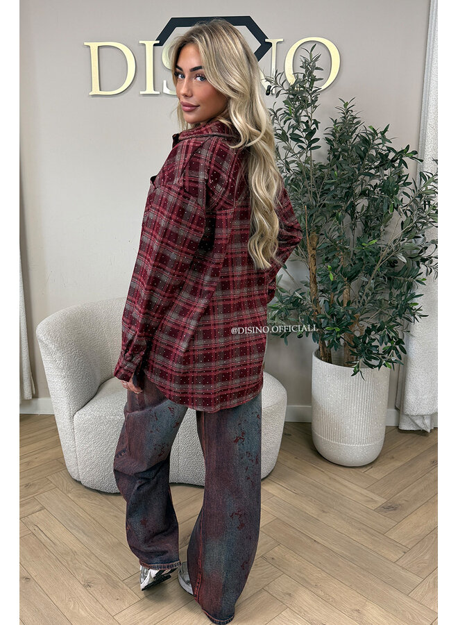 CHERRY - 'MAUREEN BLOUSE' - DIAMONDS ALL OVER OVERSIZED CHECKED BLOUSE