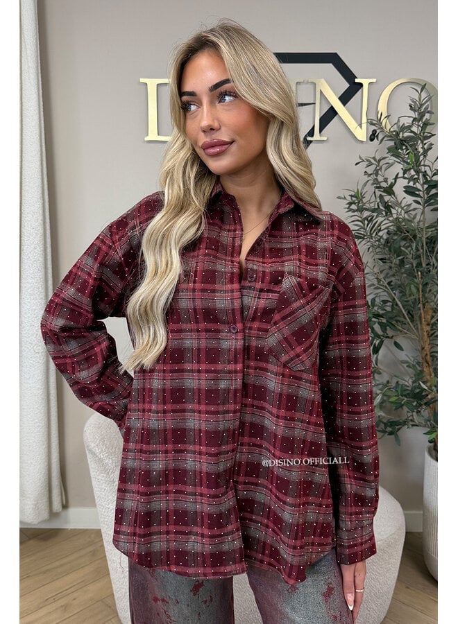 CHERRY - 'MAUREEN BLOUSE' - DIAMONDS ALL OVER OVERSIZED CHECKED BLOUSE