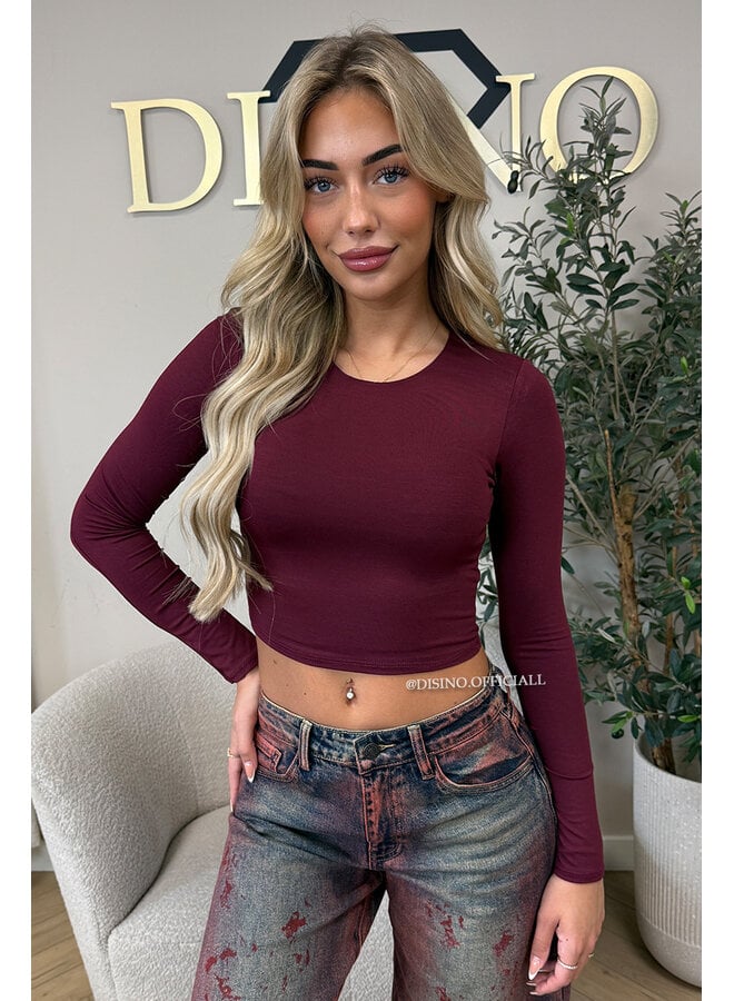 CHERRY - 'BECKY' - PERFECT LONG SLEEVE CROP TOP
