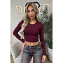 BURGUNDY - 'BECKY' - PERFECT LONG SLEEVE CROP TOP