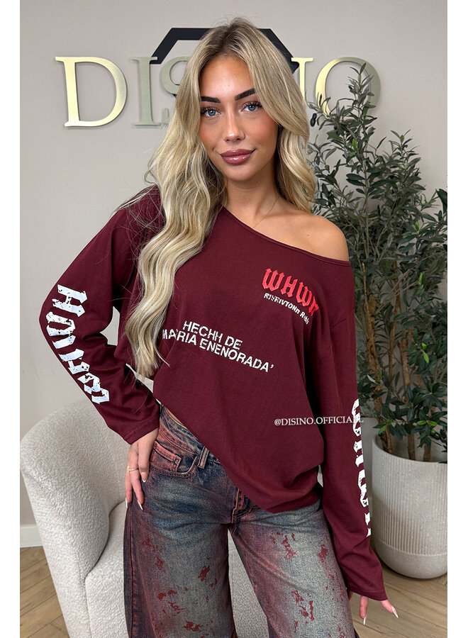 CHERRY - 'MARIEL LONGSLEEVE' - OVERSIZED OFF SHOULDER LONGSLEEVE TOP