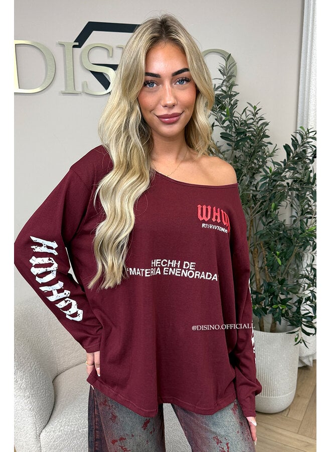 CHERRY - 'MARIEL LONGSLEEVE' - OVERSIZED OFF SHOULDER LONGSLEEVE TOP