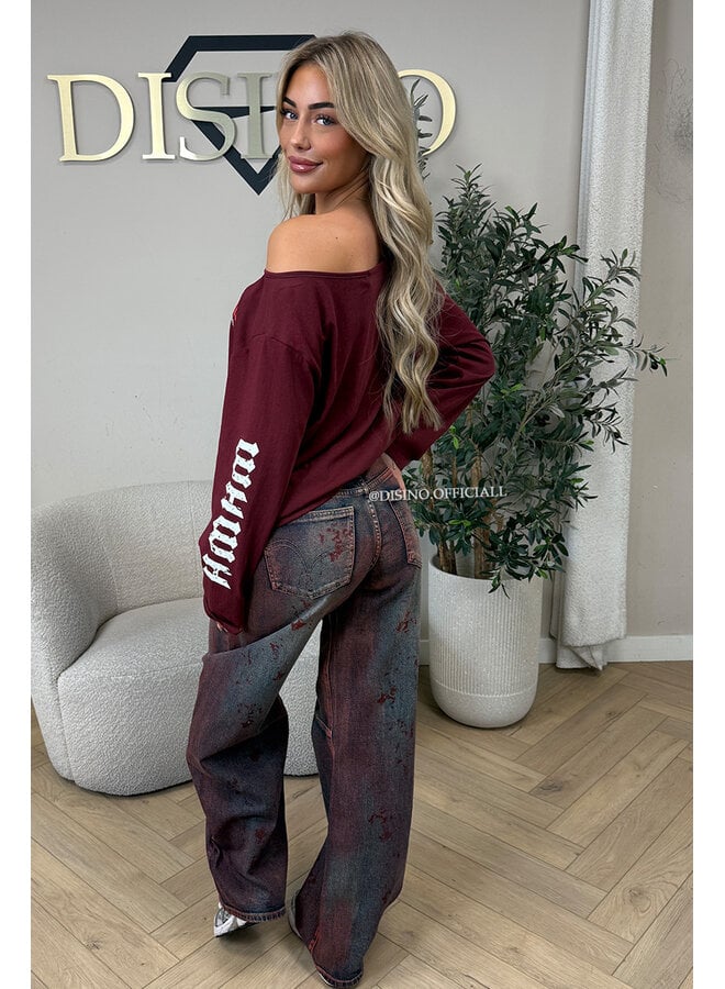 CHERRY - 'MARIEL LONGSLEEVE' - OVERSIZED OFF SHOULDER LONGSLEEVE TOP