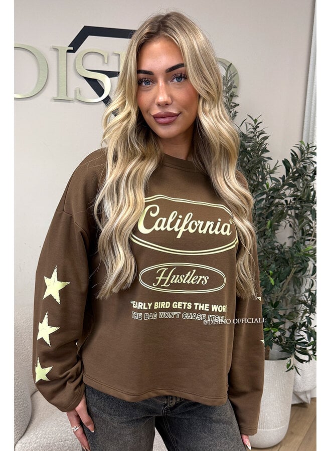 CAMEL - 'CALIFORNIA HUSTLER' - OVERSIZED LONGSLEEVE TOP