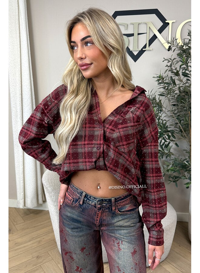 CHERRY - 'MAUREEN BLOUSE' - DIAMONDS ALL OVER OVERSIZED CHECKED BLOUSE