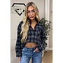 NAVY BLUE - 'LORENA BLOUSE' - DIAMONDS ALL OVER OVERSIZED CHECKED BLOUSE