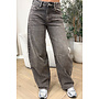 WASHED TAUPE - 'WALES JEANS' - STRETCH VIRAL BALLOON LEG JEANS