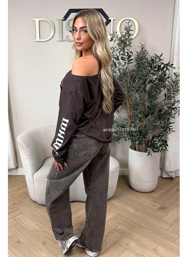 WASHED TAUPE - 'WALES JEANS' - STRETCH VIRAL BALLOON LEG JEANS