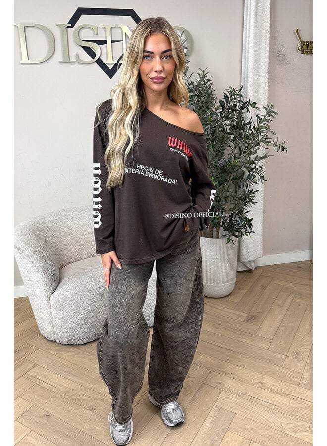 WASHED TAUPE - 'WALES JEANS' - STRETCH VIRAL BALLOON LEG JEANS