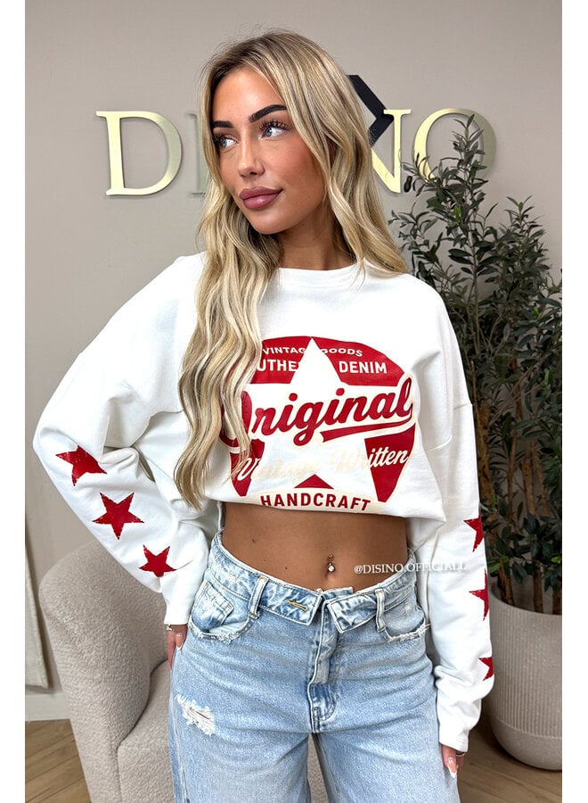 WHITE - 'ORIGINAL VINTAGE' - OVERSIZED LONGSLEEVE TOP