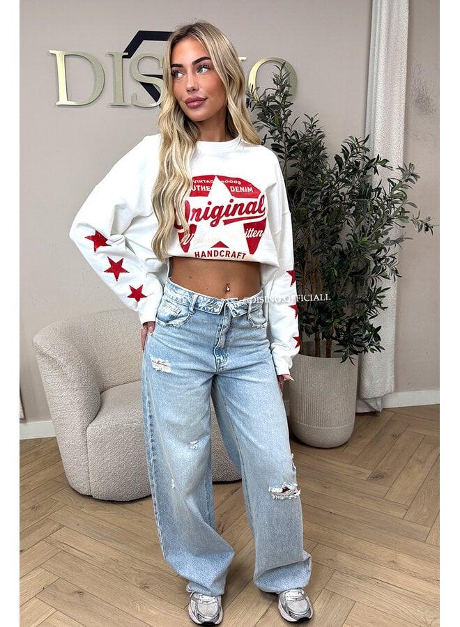 WHITE - 'ORIGINAL VINTAGE' - OVERSIZED LONGSLEEVE TOP