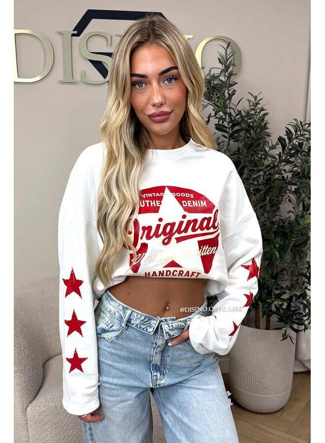 WHITE - 'ORIGINAL VINTAGE' - OVERSIZED LONGSLEEVE TOP