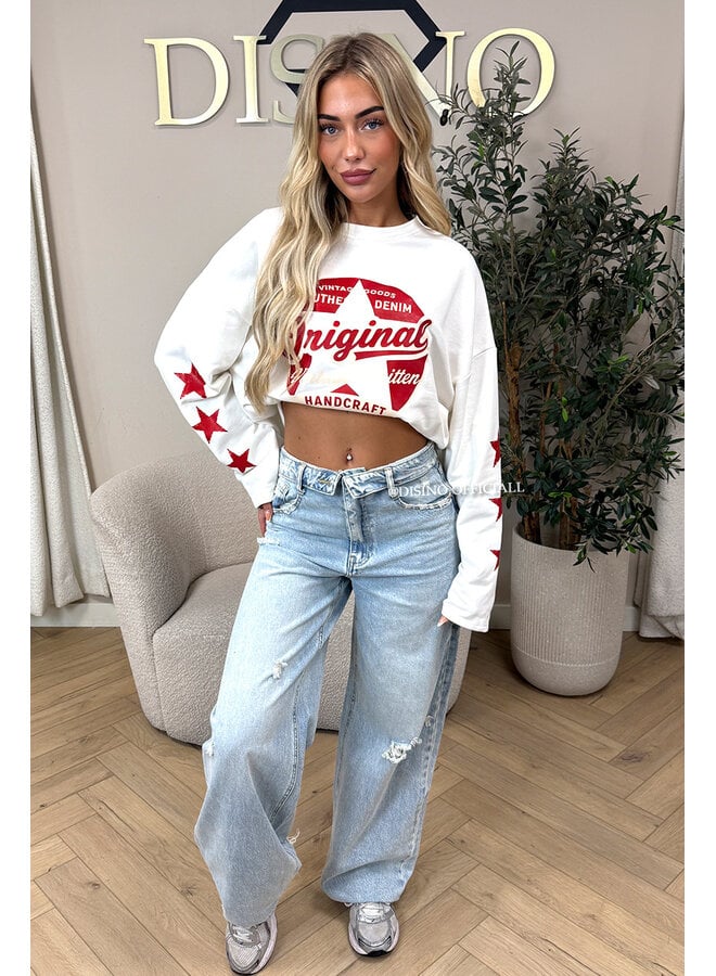 WHITE - 'ORIGINAL VINTAGE' - OVERSIZED LONGSLEEVE TOP