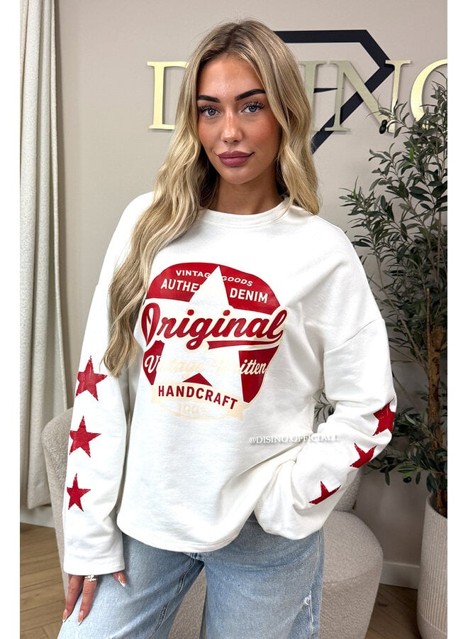 WHITE - 'ORIGINAL VINTAGE' - OVERSIZED LONGSLEEVE TOP