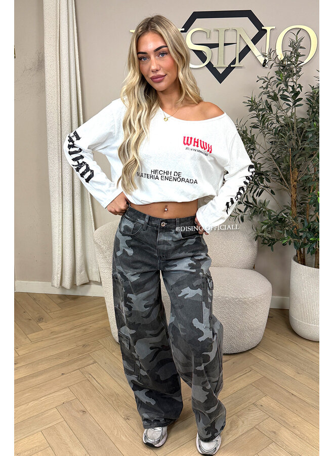 GREY - 'MARLEY JEANS' - PERFECT DENIM CARGO CAMO JEANS