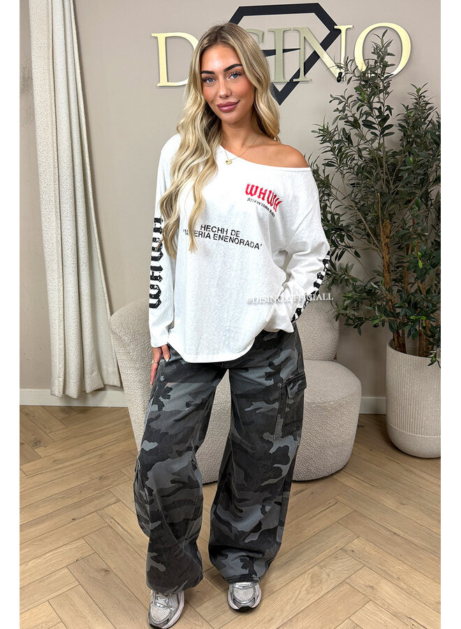 GREY - 'MARLEY JEANS' - PERFECT DENIM CARGO CAMO JEANS