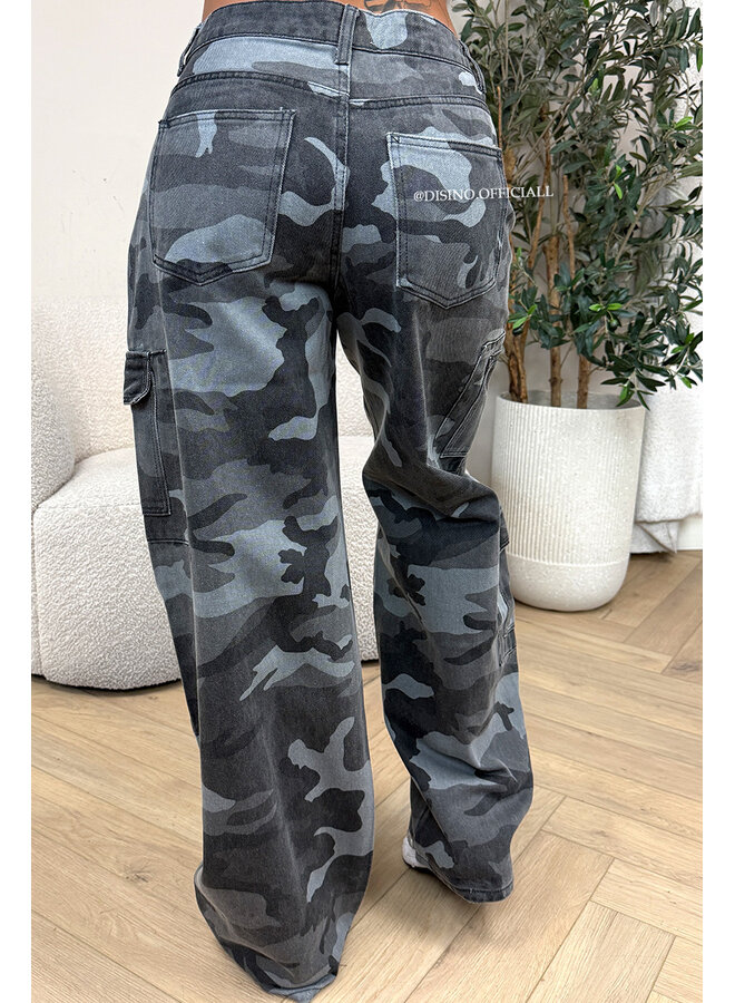 GREY - 'MARLEY JEANS' - PERFECT DENIM CARGO CAMO JEANS
