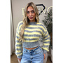 YELLOW/GREY - 'NOELIA CROPPED' - CROPPED FLUFFY MOHAIR STRIPED KNIT