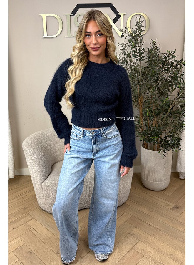 NAVY BLUE - ' NOELIA CROPPED' - FLUFFY CROPPED KNIT