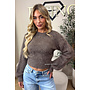TAUPE - ' NOELIA CROPPED' - FLUFFY CROPPED KNIT