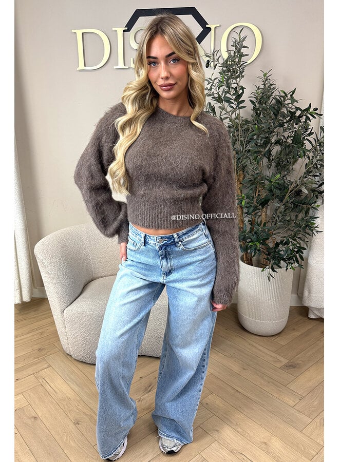 TAUPE - ' NOELIA CROPPED' - FLUFFY CROPPED KNIT
