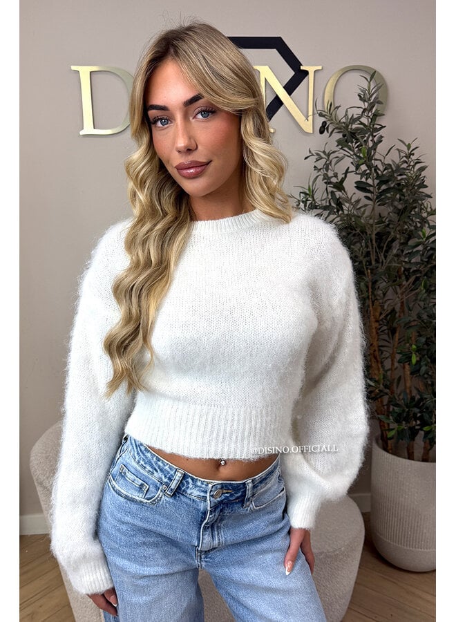 ECRU - ' NOELIA CROPPED' - FLUFFY CROPPED KNIT
