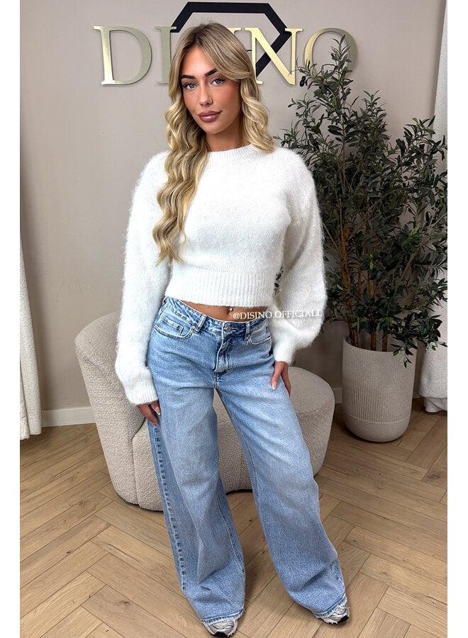 ECRU - ' NOELIA CROPPED' - FLUFFY CROPPED KNIT