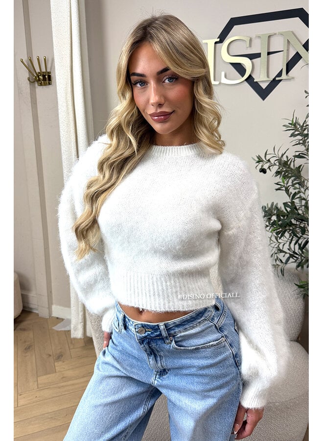 ECRU - ' NOELIA CROPPED' - FLUFFY CROPPED KNIT