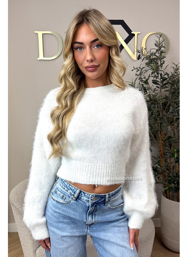 ECRU - ' NOELIA CROPPED' - FLUFFY CROPPED KNIT