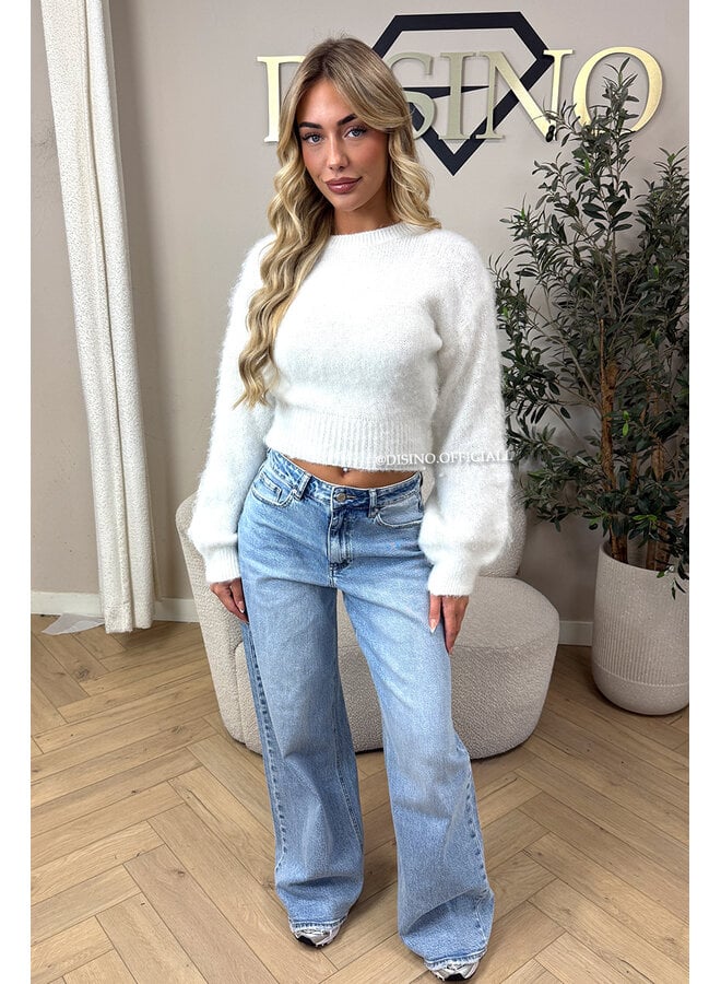 ECRU - ' NOELIA CROPPED' - FLUFFY CROPPED KNIT