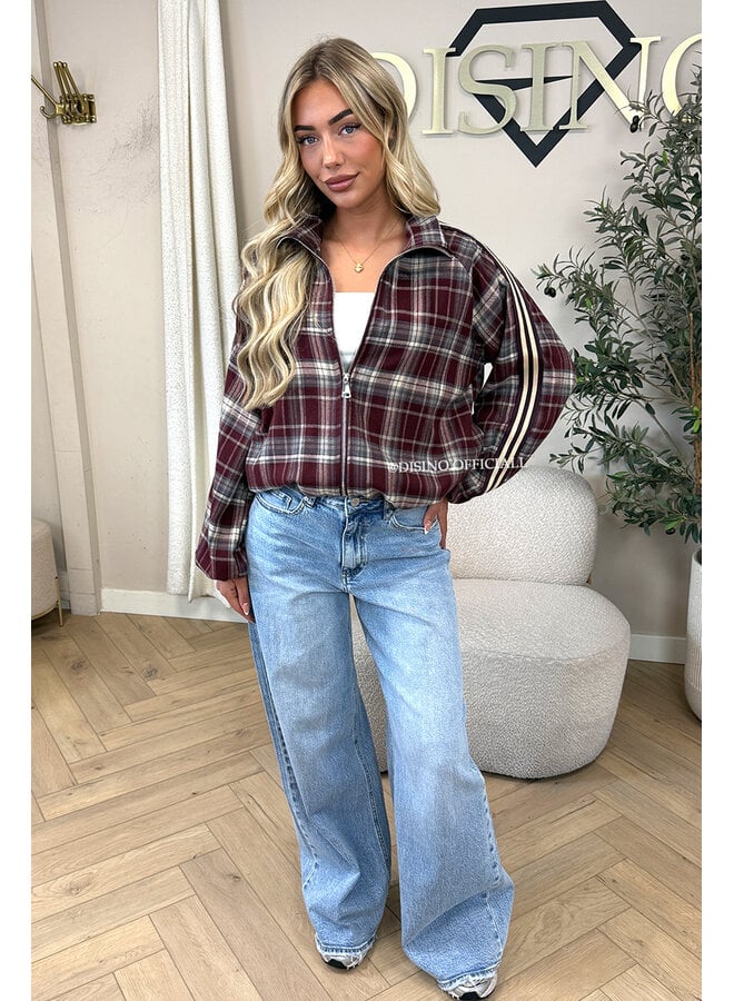 BURGUNDY - 'JUNE JACKET' - VIRAL CHECKED JACKET